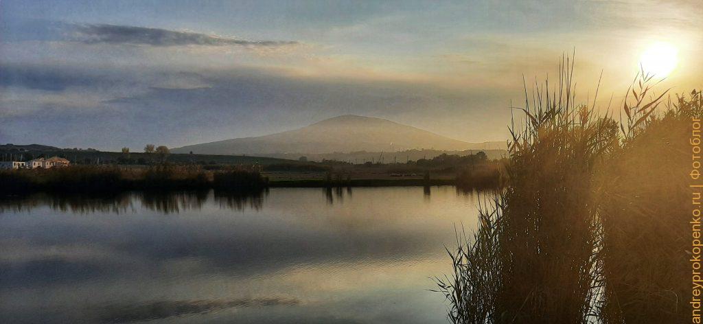 Рыбалка и закат с видом на горы региона КМВ