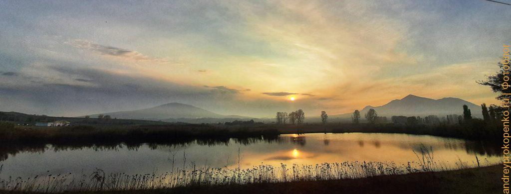 Рыбалка и закат с видом на горы региона КМВ