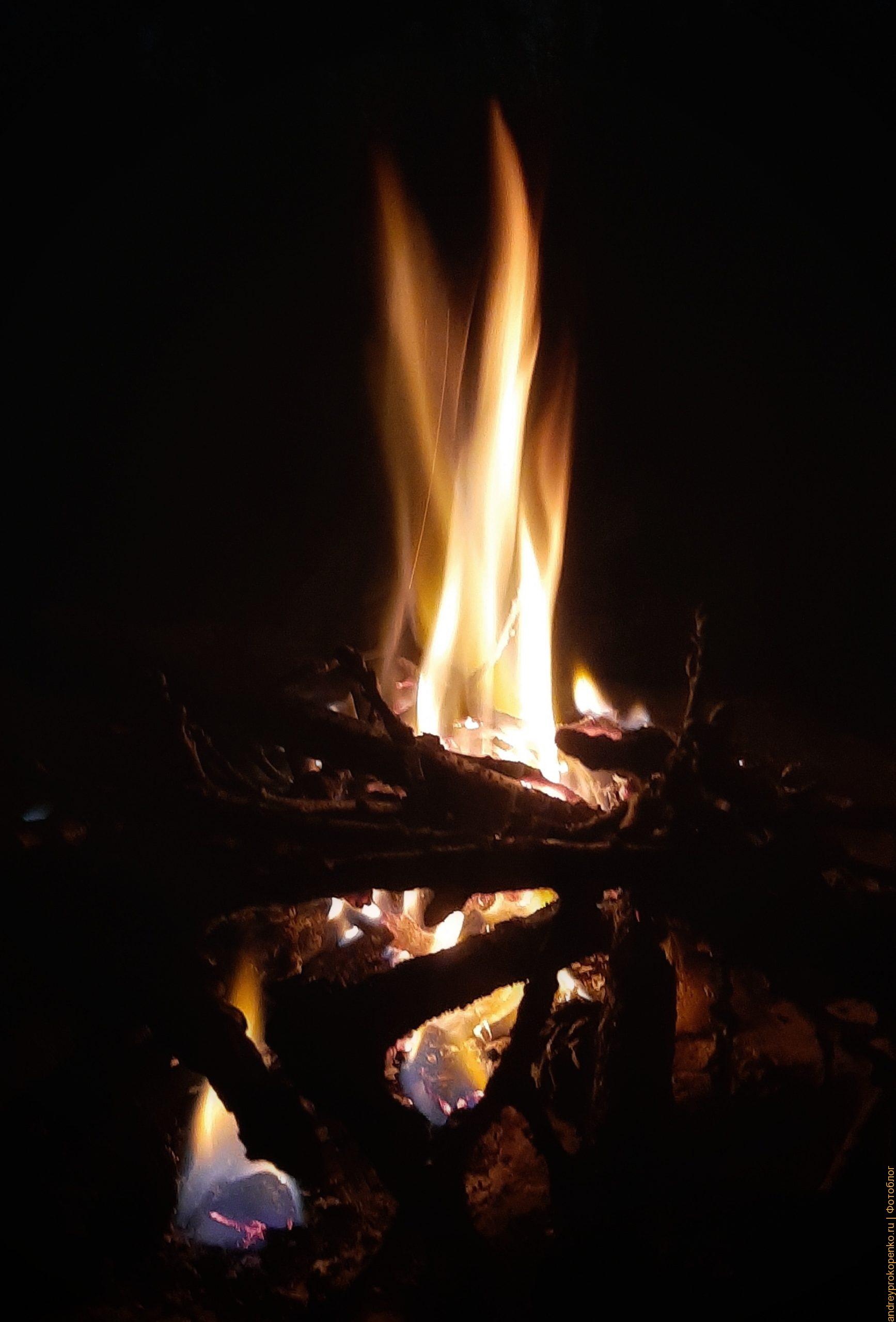 Костёр ночью на фото и видео