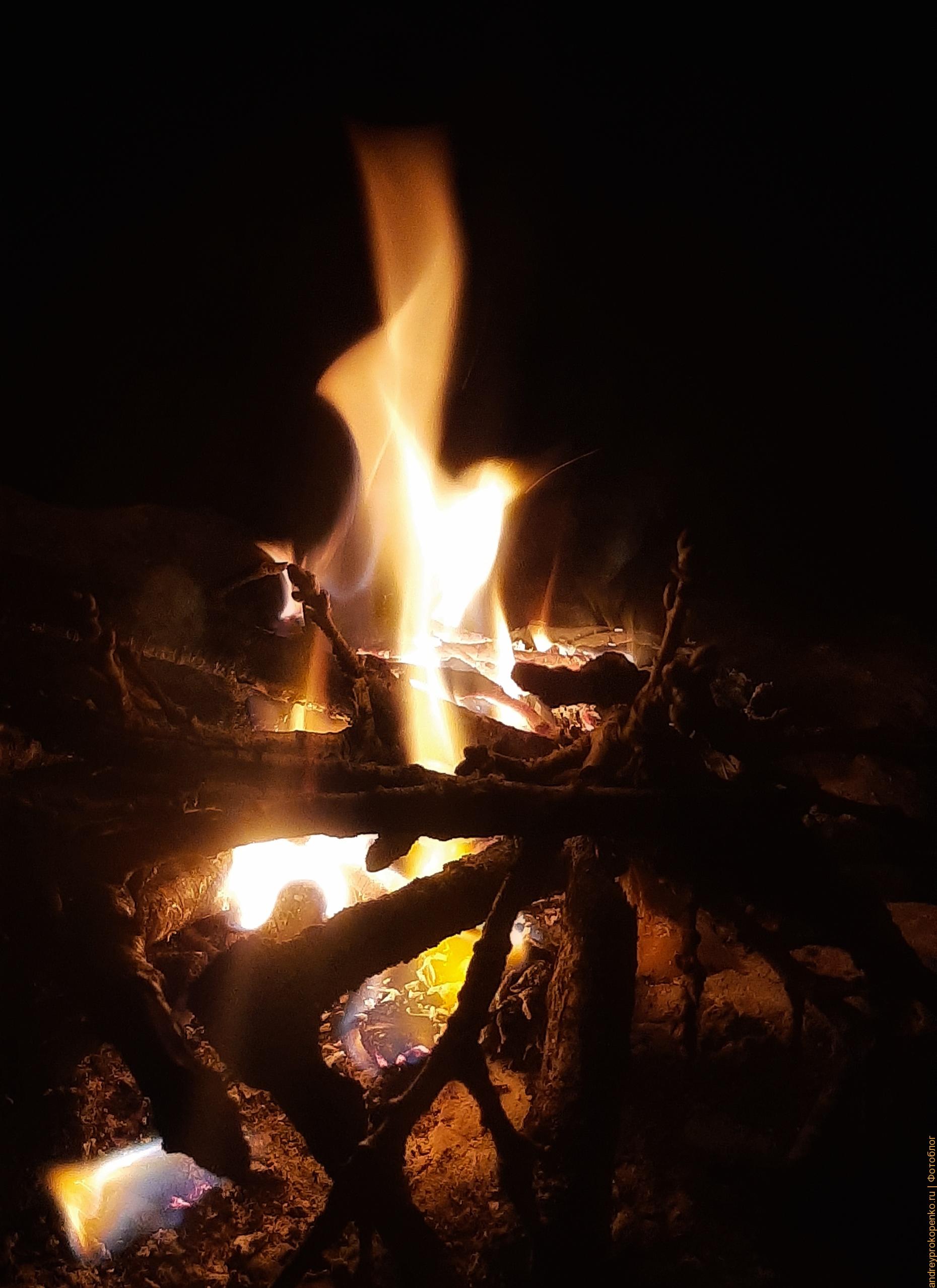 Костёр ночью на фото и видео