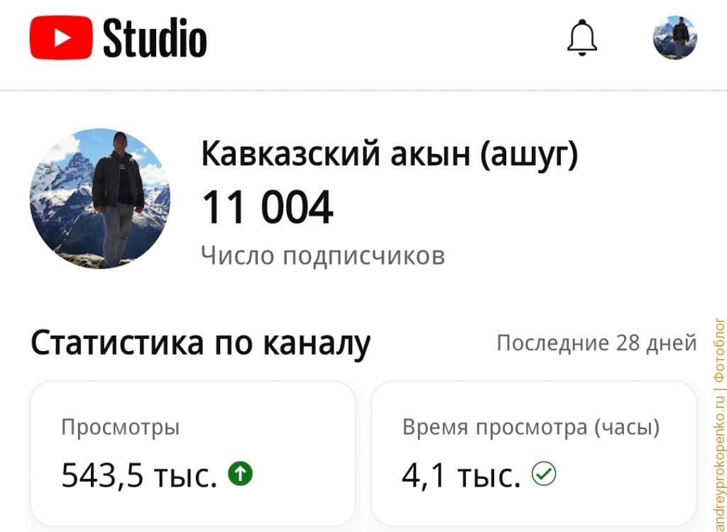 11000 подписчиков на YouTube-канале