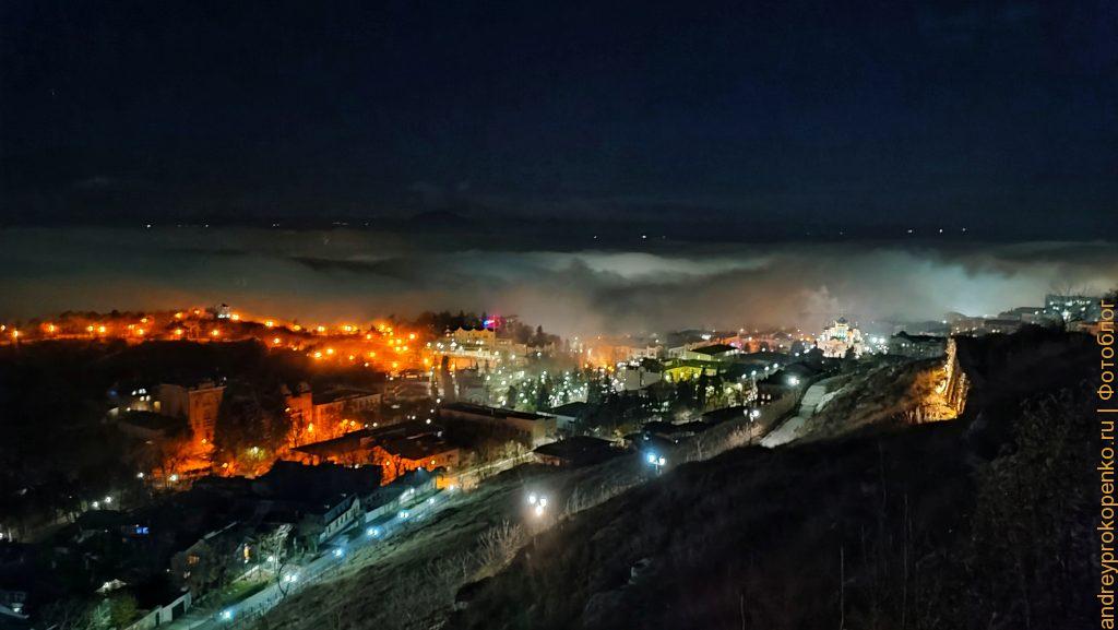 Туман над Пятигорском. Низкая облачность над городом